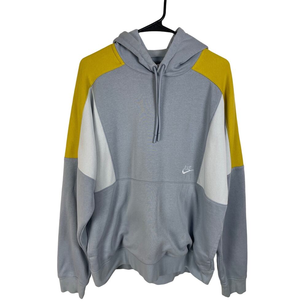 Nike Club Fleece grey color block hoodie Size Large Streetwear Athletic Active